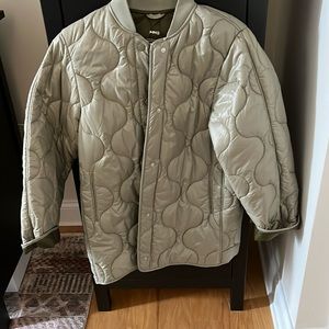 Green quilted jacket